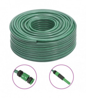 vidaXL Garden Hose with Fitting Set Green 100 m PVC
