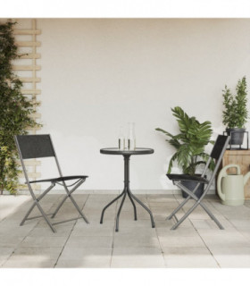 vidaXL 3 Piece Garden Dining Set Black Steel