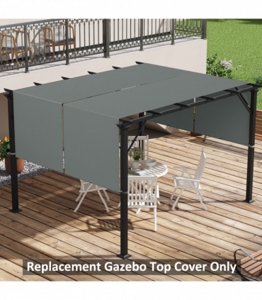 Outsunny 2Pcs Pergola Replacement Canopy, 4.9 x 1.2m, UV Protection, Dark Grey