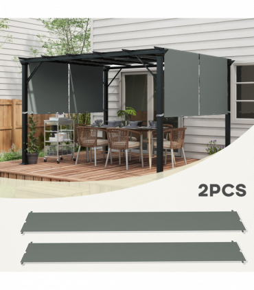 Outsunny 2Pcs Pergola Replacement Canopy, 4.9 x 1.2m, UV Protection, Dark Grey