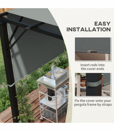 Outsunny 2Pcs Pergola Replacement Canopy, 4.9 x 1.2m, UV Protection, Dark Grey