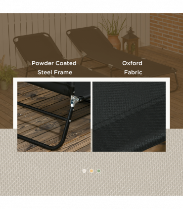 Outsunny  Folding Sun Loungers Set of 2 with Adjustable Backrest, Black