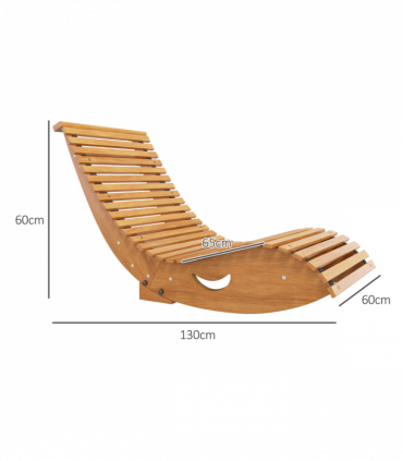 Outsunny Outdoor Rocking Chair w/ Slatted Seat, Wooden Rocking Chair, Teak