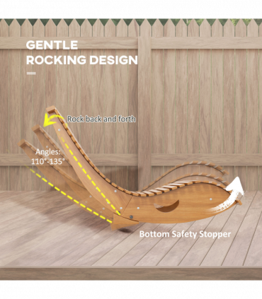 Outsunny Outdoor Rocking Chair w/ Slatted Seat, Wooden Rocking Chair, Teak