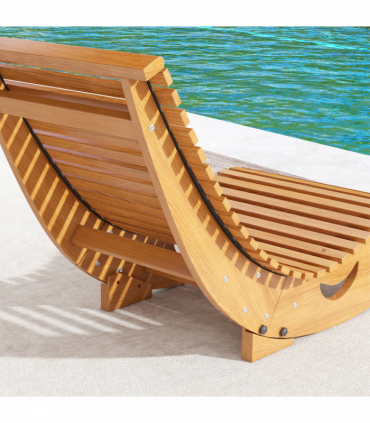 Outsunny Outdoor Rocking Chair w/ Slatted Seat, Wooden Rocking Chair, Teak