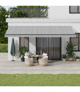 vidaXL Manual Retractable Awning Anthracite and White 600x300 cm