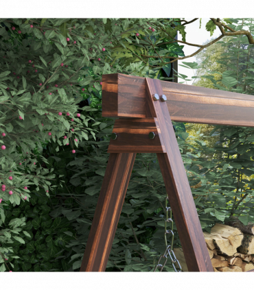 Outsunny 3 Seater Wooden Garden Swing Chair with Side Tables