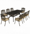 Elegant Nine-Piece Dining Set with Cushions & Parasol Hole for Outdoor Use