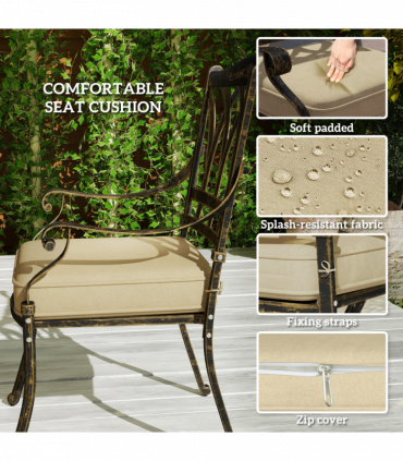 Elegant Nine-Piece Dining Set with Cushions & Parasol Hole for Outdoor Use