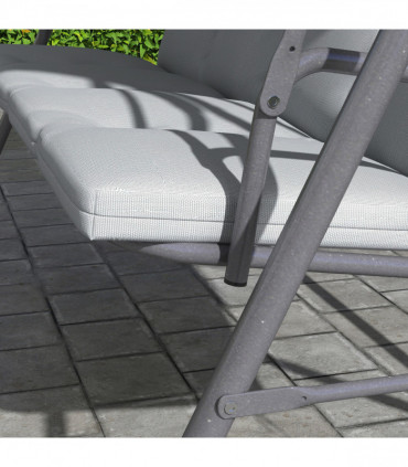Outsunny 3 Person Porch Swing Chair Outdoor Lounge Bench Canopy Light Grey