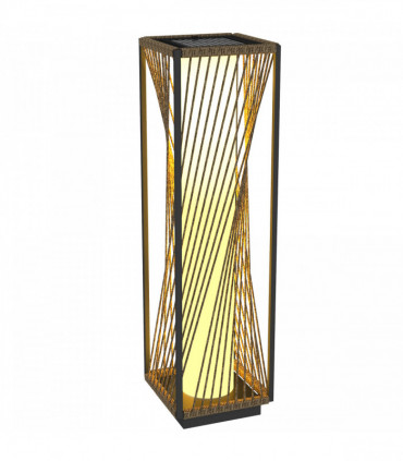 Outsunny Rattan Solar Floor Lamp, Auto On/Off LED Garden Lights, Grey