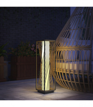 Outsunny Rattan Solar Floor Lamp, Auto On/Off LED Garden Lights, Grey