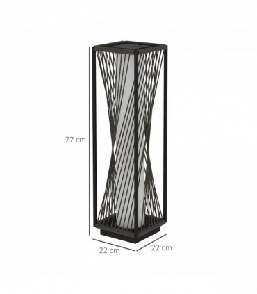 Outsunny Rattan Solar Floor Lamp, Auto On/Off LED Garden Lights, Grey