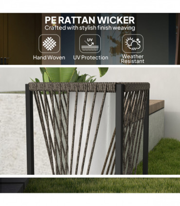 Outsunny Rattan Solar Floor Lamp, Auto On/Off LED Garden Lights, Grey