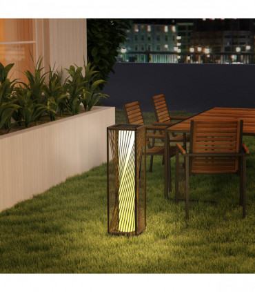 Outsunny Rattan Solar Floor Lamp, Auto On/Off LED Garden Lights, Grey