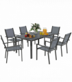 Outsunny 7 Piece Garden Dining Set, Outdoor Furniture w/ 6 Stackable Chairs