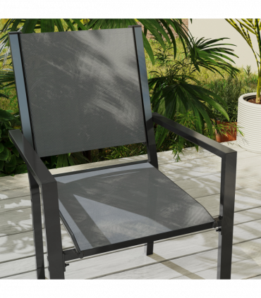 Outsunny 7 Piece Garden Dining Set, Outdoor Furniture w/ 6 Stackable Chairs