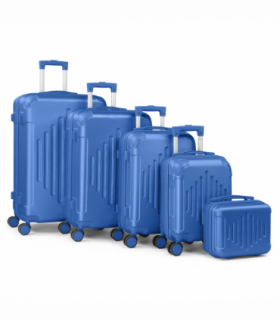 Stylish 5-Piece ABS Luggage Set with Diamond Pattern & Non-TSA Locks (Deep Blue)
