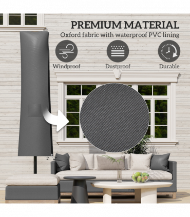 Outsunny Parasol Umbrella Cover, Outdoor Protector for Garden, Grey