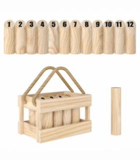 SPORTNOW Molkky Game, Wooden Skittles Throwing Game with Carrying Box