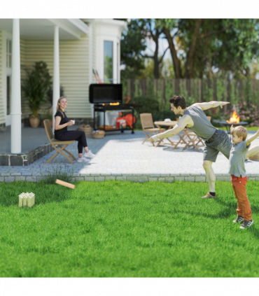 SPORTNOW Molkky Game, Wooden Skittles Throwing Game with Carrying Box