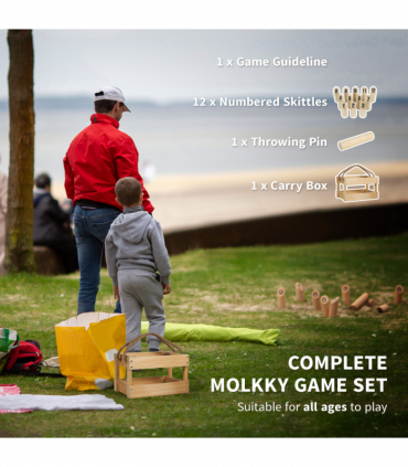 SPORTNOW Molkky Game, Wooden Skittles Throwing Game with Carrying Box