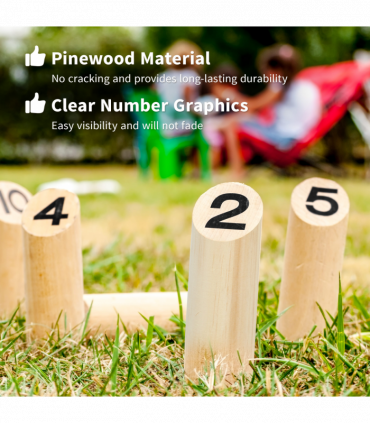 SPORTNOW Molkky Game, Wooden Skittles Throwing Game with Carrying Box