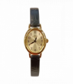 Limit Ladies Basic 27mm oval Golden Dial Black Number with Black Faux Leather Strap Watch  60144