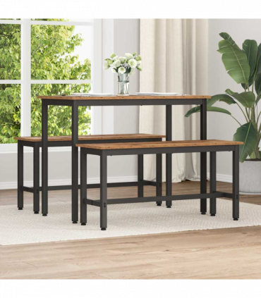 vidaXL Dining Bench 2 pcs Old Wood 100 x 32.5 x 48.5 cm