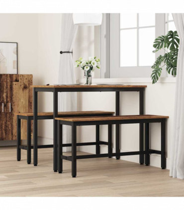 vidaXL Dining Bench 2 pcs Old Wood 100 x 32.5 x 48.5 cm