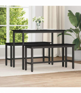 vidaXL Dining Bench 2 pcs Black Oak 100 x 32.5 x 48.5 cm