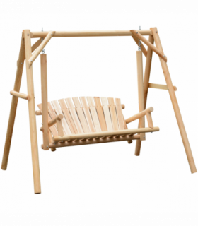 Outdoor 2 Seater Porch Swing Wooden Rustic Patio Bench Hammock w/ Armrest