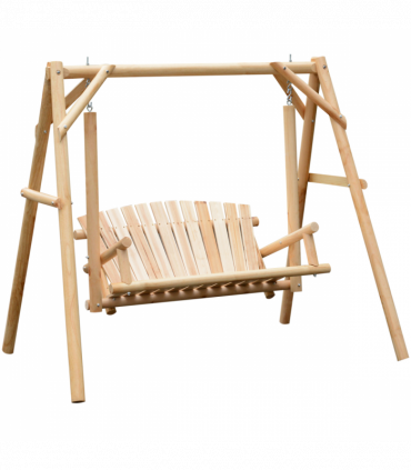 Outdoor 2 Seater Porch Swing Wooden Rustic Patio Bench Hammock w/ Armrest