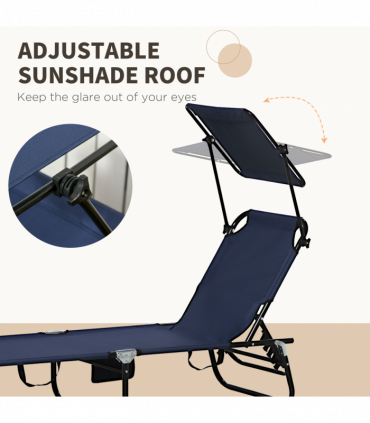 Comfort Lounge Chairs - Adjustable Recline & Sunshade - Set of 2