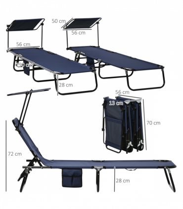 Comfort Lounge Chairs - Adjustable Recline & Sunshade - Set of 2