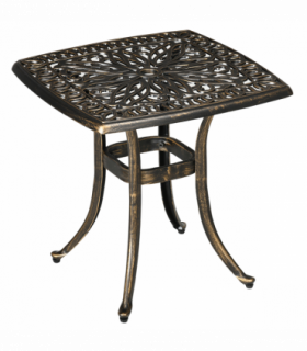 Outsunny 54 x 54cm Aluminium Outdoor Garden Side Table w/ Umbrella Hole, Bronze