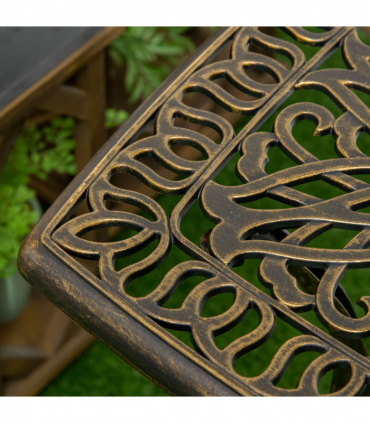 Outsunny 54 x 54cm Aluminium Outdoor Garden Side Table w/ Umbrella Hole, Bronze