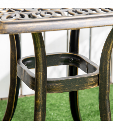 Outsunny 54 x 54cm Aluminium Outdoor Garden Side Table w/ Umbrella Hole, Bronze