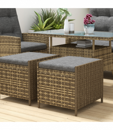 Outsunny 6 Piece Rattan Table and Chairs Set with Cushions for Outdoor Grey