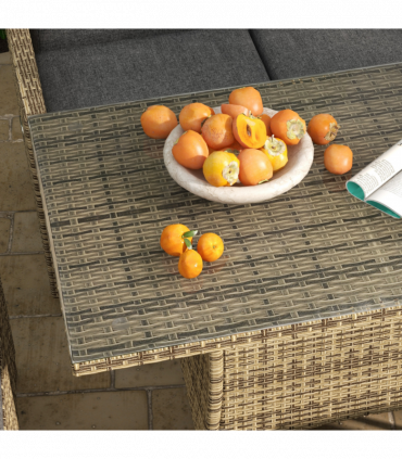 Outsunny 6 Piece Rattan Table and Chairs Set with Cushions for Outdoor Grey