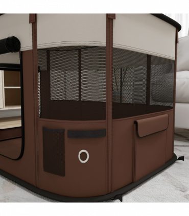 PawHut Portable Dog Pen for Puppies, Rabbits, Kittens, Guinea Pigs - Brown