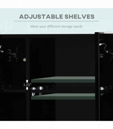 kleankin LED Bathroom Mirror Cabinet with Shelves Wall Mount High Gloss Black