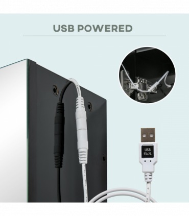 kleankin LED Bathroom Mirror Cabinet with Shelves Wall Mount High Gloss Black