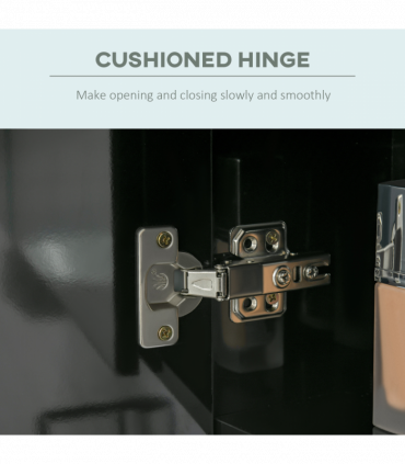 kleankin LED Bathroom Mirror Cabinet with Shelves Wall Mount High Gloss Black