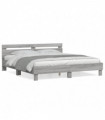 vidaXL Bed Frame with Headboard Grey Sonoma 200x200 cm Engineered Wood