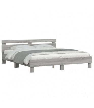 vidaXL Bed Frame with Headboard Grey Sonoma 200x200 cm Engineered Wood