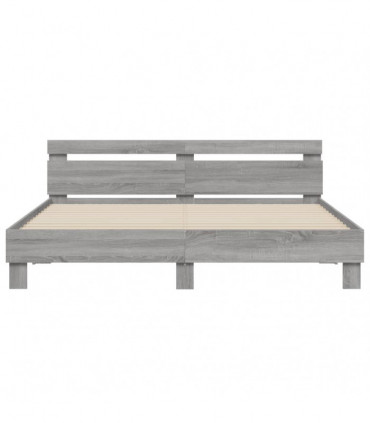 vidaXL Bed Frame with Headboard Grey Sonoma 200x200 cm Engineered Wood
