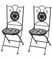 Folding Bistro Chairs 2 pcs Ceramic Black and White