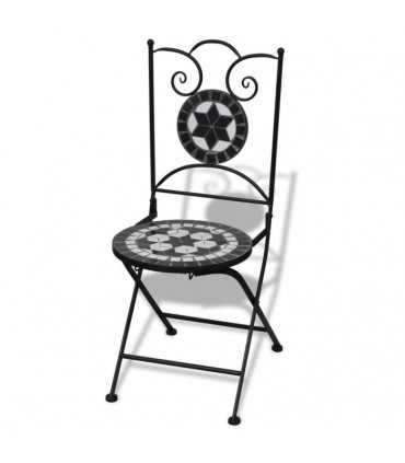 Folding Bistro Chairs 2 pcs Ceramic Black and White