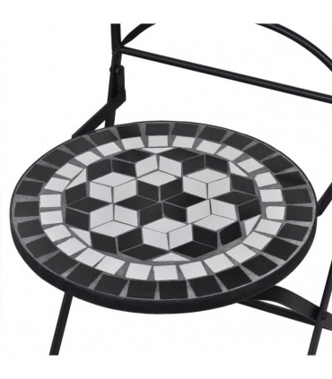 Folding Bistro Chairs 2 pcs Ceramic Black and White